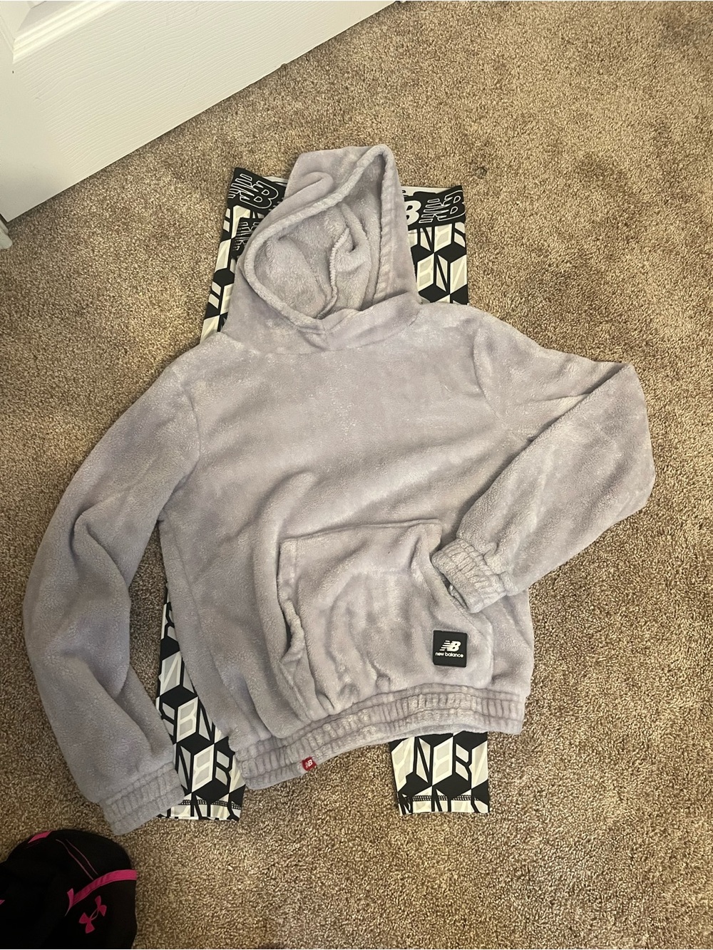 New Balance Kids Plush Hoodie in Light Gray
